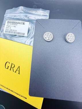 GRA Moissanite 1.116ct D Color Round Cluster Stud Earrings.